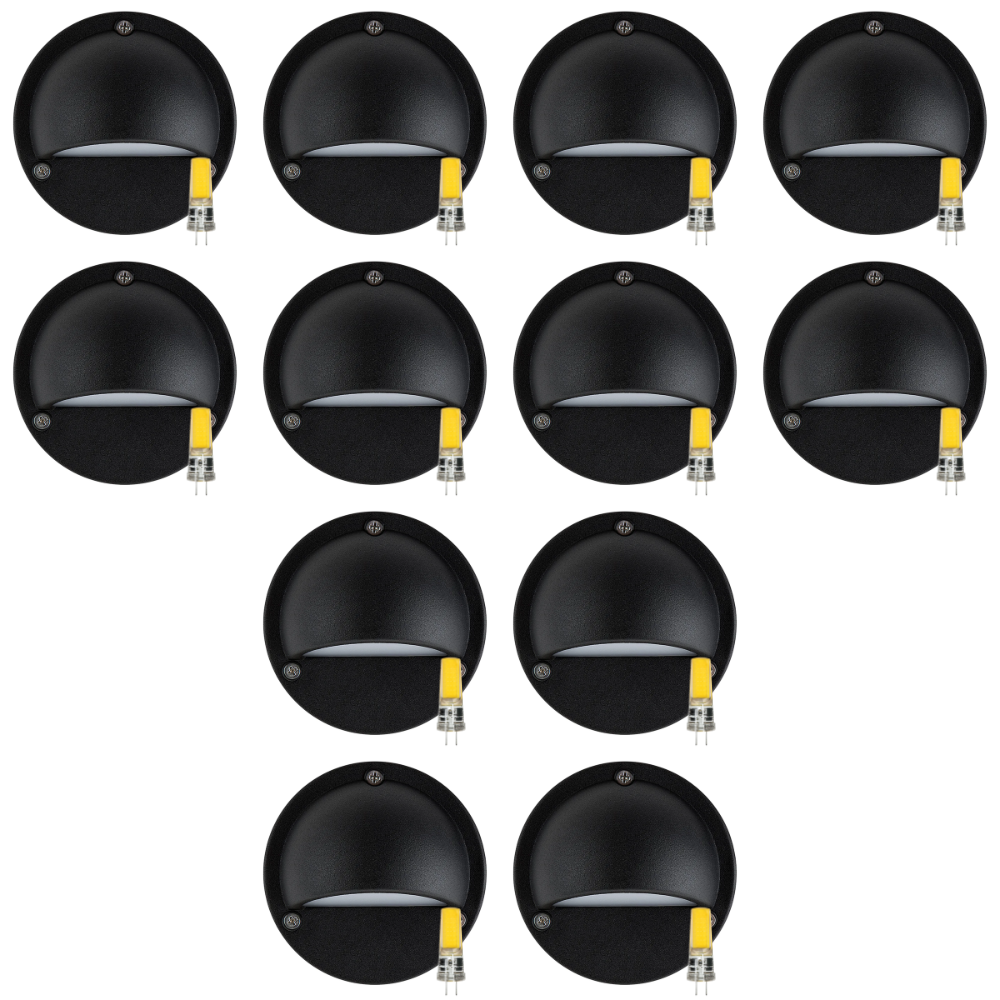 STA09 4x/8x/12x Package LED Round Aluminum Deck Light Surface Mount 12V Low Voltage Landscape Lighting with 3W 3000K Bulbs