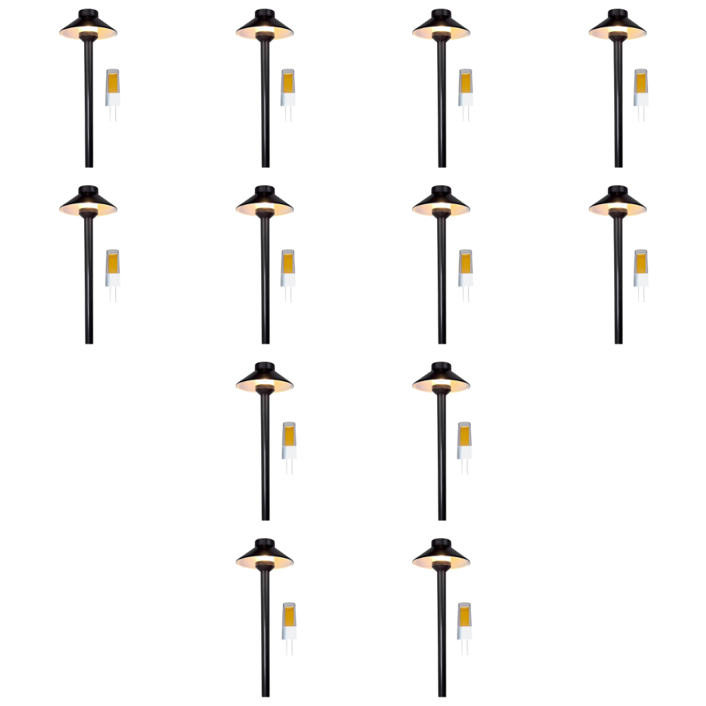 PLB02 Frosted Lens 4x/8x/12x Package Outdoor Garden Pathway Light | Low Voltage Brass Path Light 3W 3000K Bulb
