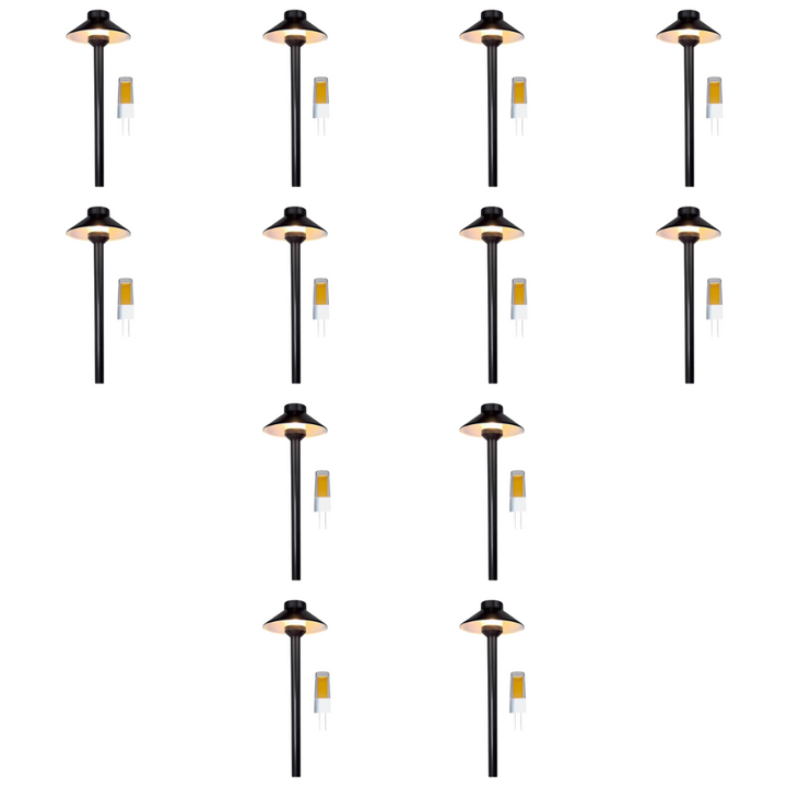 PLB02 Frosted Lens 4x/8x/12x Package Outdoor Garden Pathway Light | Low Voltage Brass Path Light 3W 3000K Bulb
