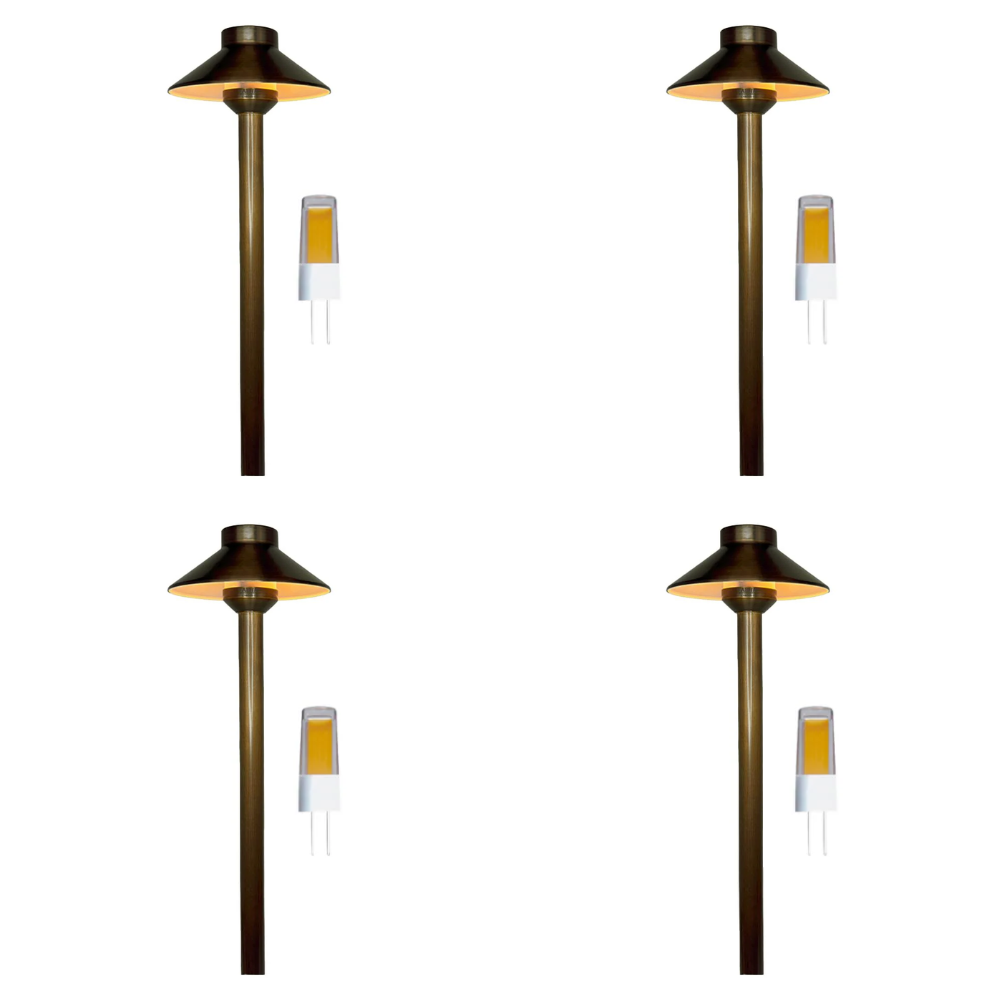 PLB02 Frosted Lens 4x/8x/12x Package Outdoor Garden Pathway Light | Low Voltage Brass Path Light 3W 3000K Bulb
