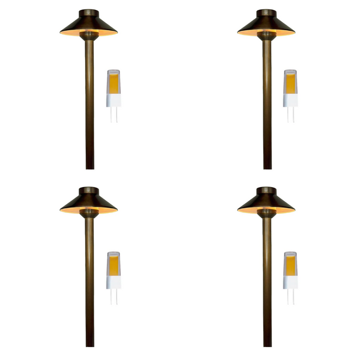 PLB02 Frosted Lens 4x/8x/12x Package Outdoor Garden Pathway Light | Low Voltage Brass Path Light 3W 3000K Bulb