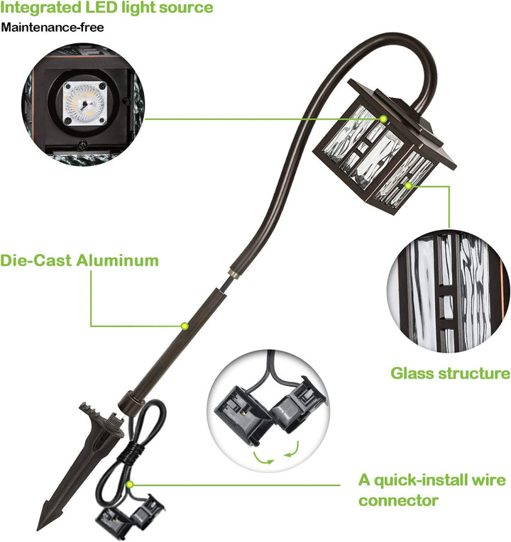 ALP23 4-Pack 3W 185LM 3000K Warm White Integrated LED Landscape Lighting Package, Oil-Rubbed Bronze Pathway Light, Die-Cast Aluminum, ETL Listed