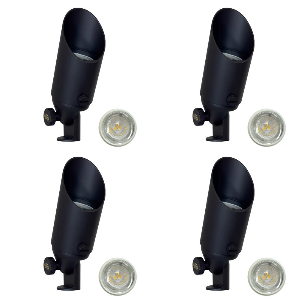 Outdoor Landscape Lighting LED 12V Low Voltage SPB11 4x/8x/12x Package 12V Low Voltage Small Directional Bullet Light Outdoor Landscape Brass Spotlight With 2.5W 3000K Bulb Dark Brass 4 Pack