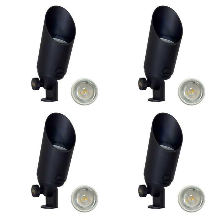 Outdoor Landscape Lighting LED 12V Low Voltage SPB11 4x/8x/12x Package 12V Low Voltage Small Directional Bullet Light Outdoor Landscape Brass Spotlight With 2.5W 3000K Bulb Dark Brass 4 Pack