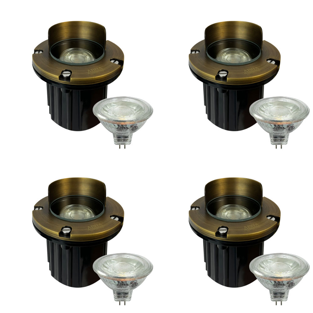 UNB03 4x/8x/12x Package Cast Brass Low Voltage Shielded LED In-ground Well Light IP65 Waterproof with 5W 3000K Bulb