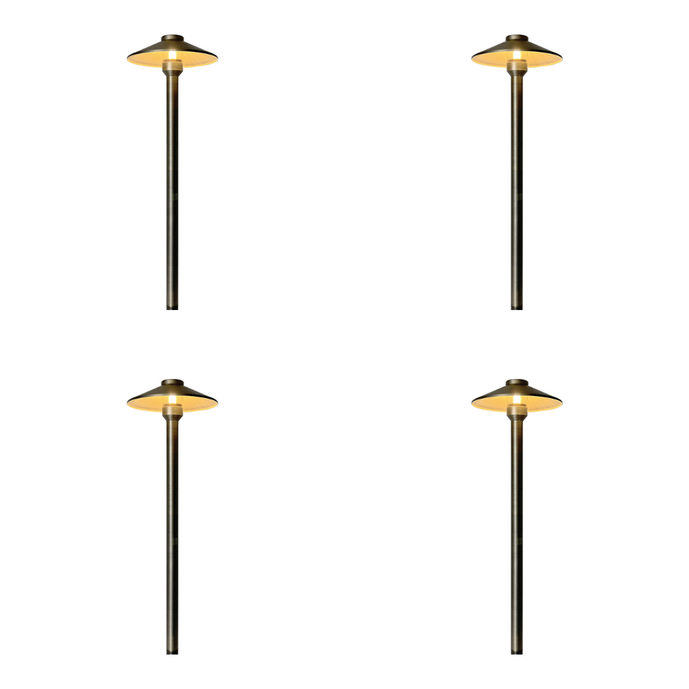 Outdoor Landscape Lighting LED 12V Low Voltage PLB26 4x/8x/12x Package Outdoor Garden Pathway Light | 12V Low Voltage Brass Path Light 3W 3000K Bulb Natural Brass 4 Pack