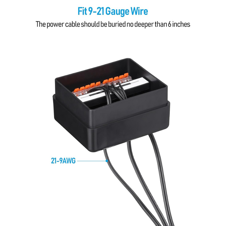 10-Way Low-Voltage Junction Box Multi Zone Central Hub 12-15V AC/DC Fir 9-21 AWG Gauge Wire