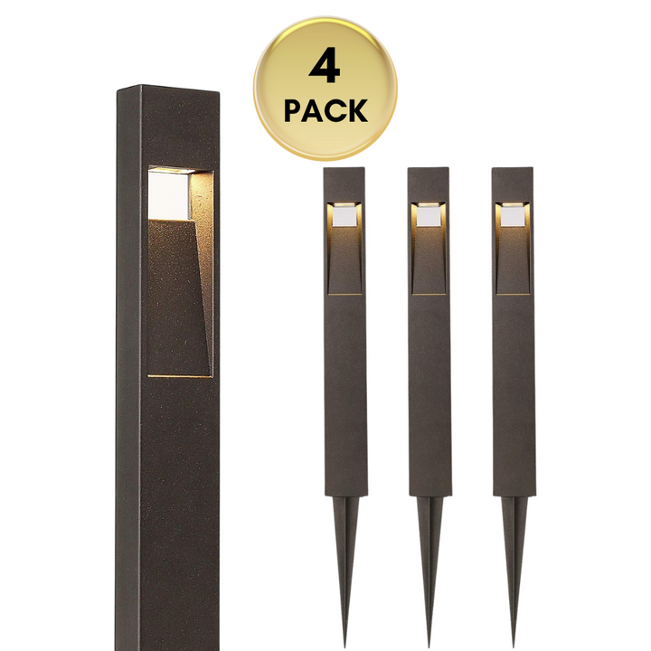 ALP24 4-Pack 2W 48LM Landscape Pathway Light Package, Matte Black 3000K Warm White Integrated LED Walkway Light, Die-Cast Aluminum, ETL Listed