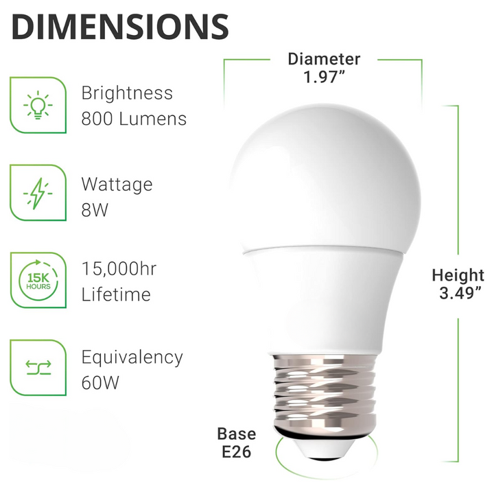 E27 120V AC 8W Line Voltage LED Bulbs Dimmable Energy Saving Light Bulb Pack of 10