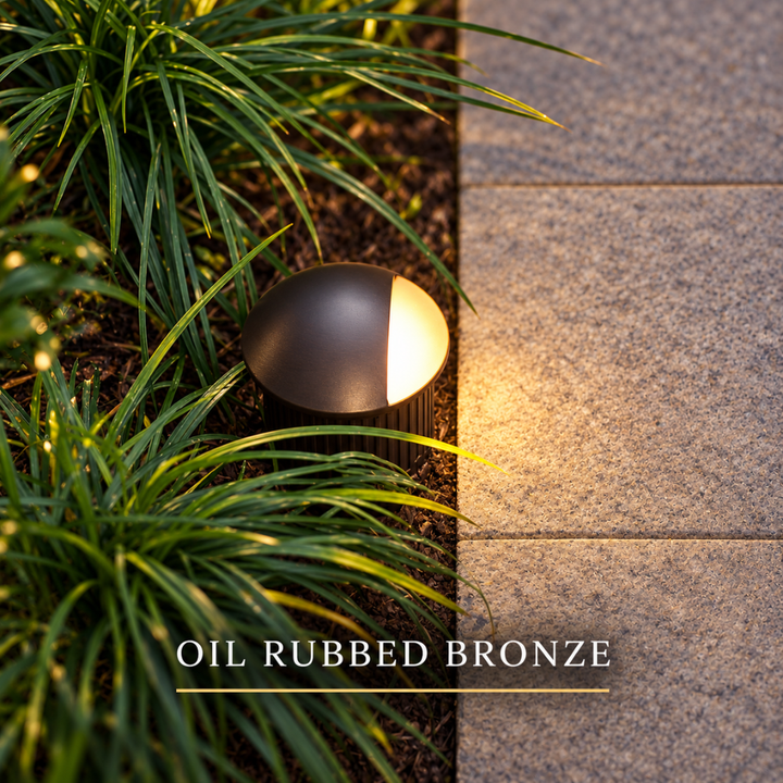 UNAL03 5W 3000K 150LM Bronze Aluminum Half-Moon LED Surface Mount Well Light – 12V Low Voltage Landscape Lighting