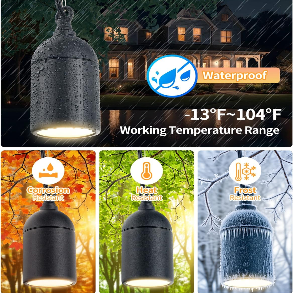 HLA06 2-Pack Low Voltage Black Rounded Pendant with MR16 3W 300LM 3000K Warm White LED Aluminum Light Hanging Patio Light Package