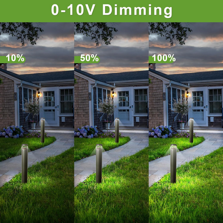 BPLA08 42" 24W 120V 3CCT 3000K/4000K/5000K Black Aluminum Round-Top Bollard Light Line Voltage Commercial Bollard Path Light Outdoor Lighting