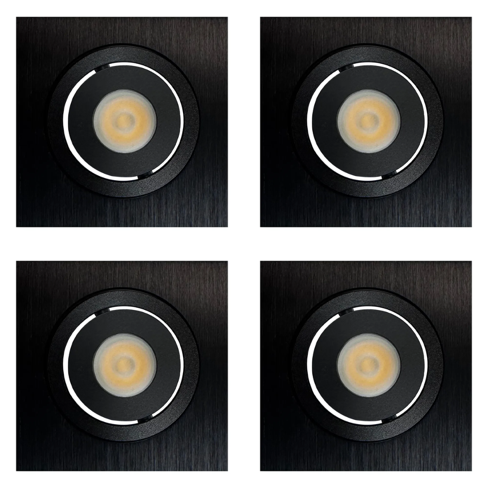 Outdoor Landscape Lighting LED 12V Low Voltage CB06 4x/8x/12x Package 1.5W DC12V Low Voltage Dimmable Recessed Square Cast Aluminum LED Puck Light Cabinet Downlighting 3000K or 5000K Black 4 Pack