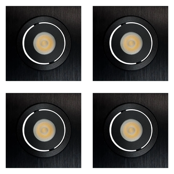 Outdoor Landscape Lighting LED 12V Low Voltage CB06 4x/8x/12x Package 1.5W DC12V Low Voltage Dimmable Recessed Square Cast Aluminum LED Puck Light Cabinet Downlighting 3000K or 5000K Black 4 Pack