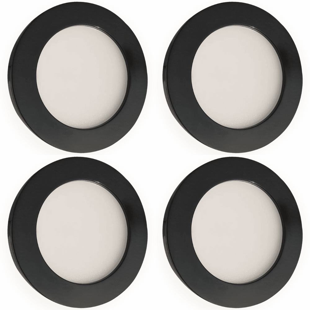 Outdoor Landscape Lighting LED 12V Low Voltage CB07 4x/8x/12x Package Round 1.8W DC12V Low Voltage LED Dimmable Cast Aluminum Recessed Cabinet Light Down Lighting Fixture Black 4 Pack