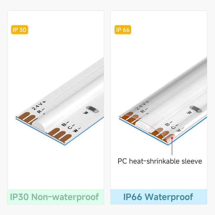 SLD19 Dotless Linear LED RGB+CCT 3000K-6000K COB 2.07W/ft Strip Lights IP30/IP66 Low Voltage 12mm DC12V/DC24V Tape Light with Power Adapter Kit Available