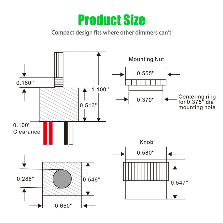 5V to 24V 6A Low Voltage LED Dimmer Switch - Rotary Knob PWM Dimming for Strip & Landscape Lights
