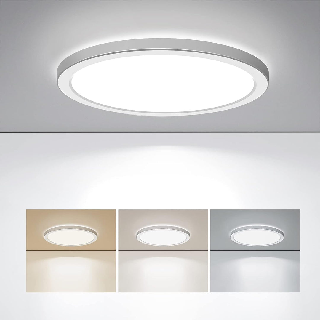 9" LED Selectable 120V Line Voltage 18W 1800LM 3CCT 3000K/4000K/5000K CRI90 Non-dimmable White Flush Mount Ceiling Light