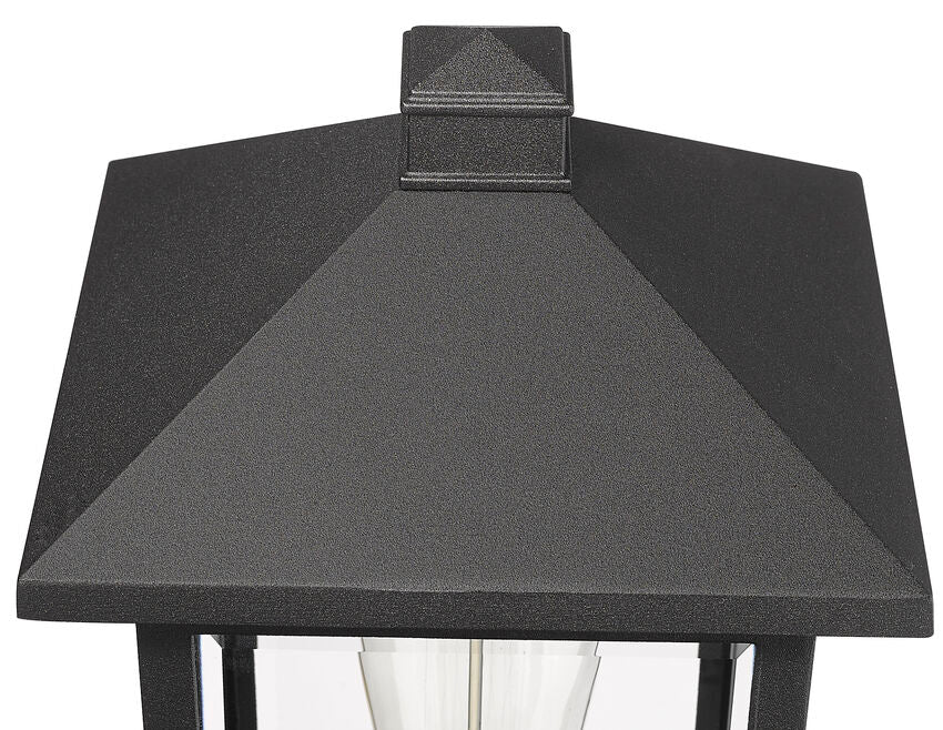 Portland 531PHMR Outdoor Post Mounted Fixture Post Head Lights 8" x 8" x 16" Black Aluminum Clear Beveled Glass Line Voltage Medium 120V 1 E26 Base Socket for Garden, Exterior Lighting