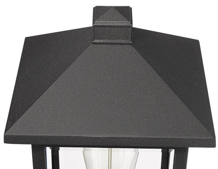 Portland 531PHMR Outdoor Post Mounted Fixture Post Head Lights 8" x 8" x 16" Black Aluminum Clear Beveled Glass Line Voltage Medium 120V 1 E26 Base Socket for Garden, Exterior Lighting