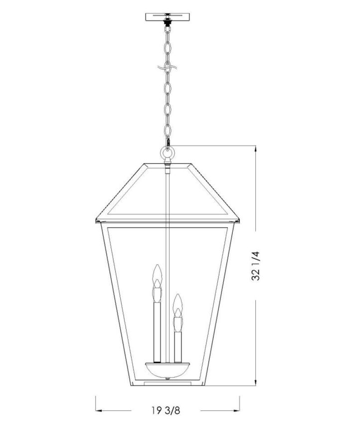 Talbot 579CHXLX 4 Outdoor Chain Mount Ceiling Hanging Pendant Fixture 19.5" x 19.5" x 32.25" Black Stainless Steel and Iron Clear Beveled Glass Line Voltage Candelabra 120V 4 E12 Base Sockets for Garden, Exterior Lighting