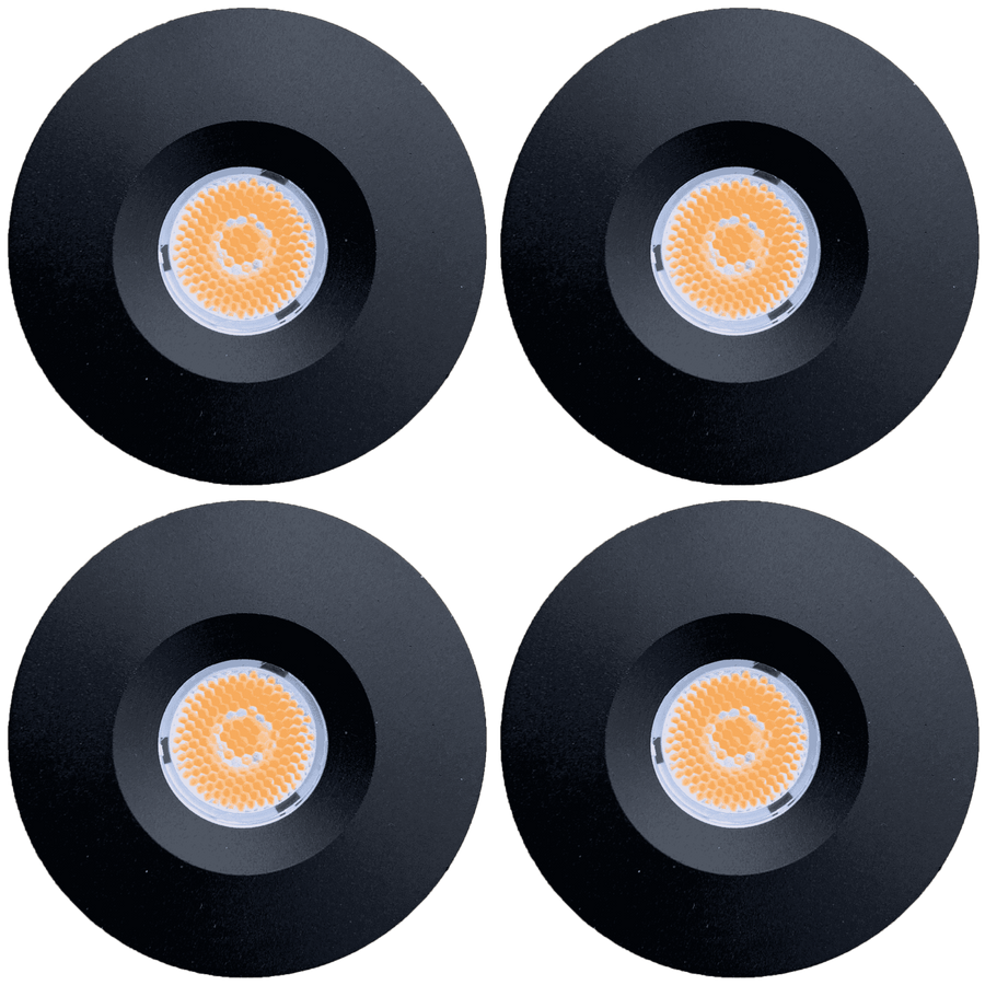 Outdoor Landscape Lighting LED 12V Low Voltage CB05 4x/8x/12x Package 1.5W DC12V Low Voltage Round LED Cast Aluminum Recessed Cabinet Light Down Lighting Fixture 3000K or 5000K Black 4 Pack