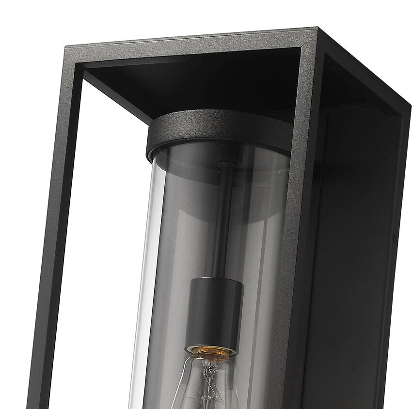 Dunbroch 584M Outdoor Wall Sconce 6.25" x 8" x 18.25" Black Aluminum Clear Glass Line Voltage 120V for Porch, Patio, Garage, Garden, Exterior Lighting