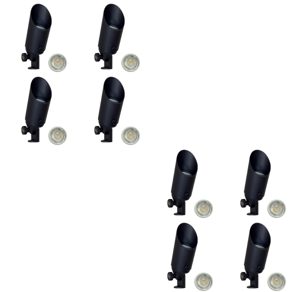 Outdoor Landscape Lighting LED 12V Low Voltage SPB11 4x/8x/12x Package 12V Low Voltage Small Directional Bullet Light Outdoor Landscape Brass Spotlight With 2.5W 3000K Bulb Dark Brass 8 Pack