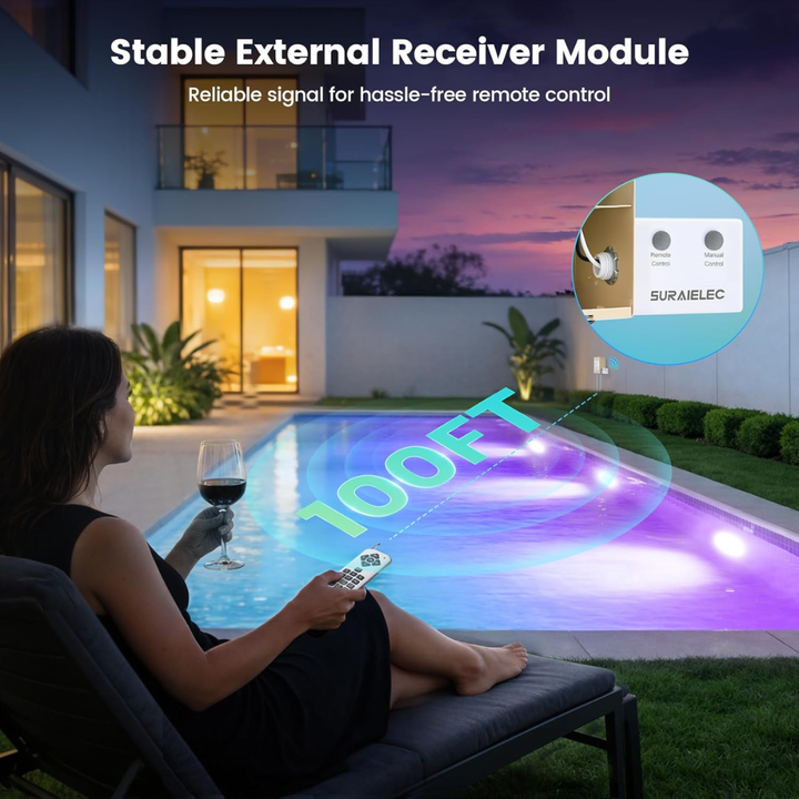 Outdoor Landscape Lighting LED 12V Low Voltage PL35 12V AC Remote-Operated LED Stainless Steel Pool Light Jacuzzi Spa RGBW Color Changing Low Voltage Light with Remote Control