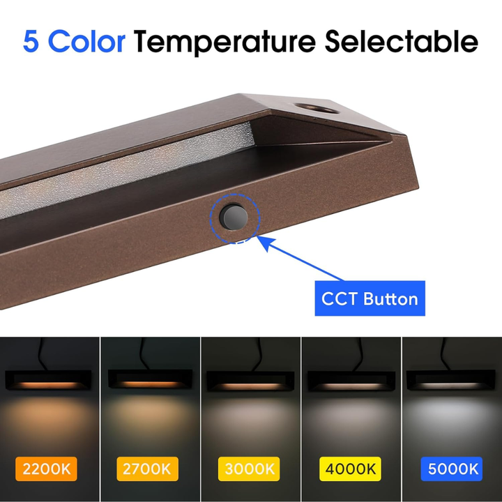 STLA13 6 and 8 Pack Low Voltage 12V 5W 8" 5CCT 2200K/2700K/3000K/4000K/5000K LED Landscape Deck Light, Outdoor Retaining Wall Lights, IP65 Waterproof Step Lights, for Stair Lighting and Yard Patio Pathway Walkway