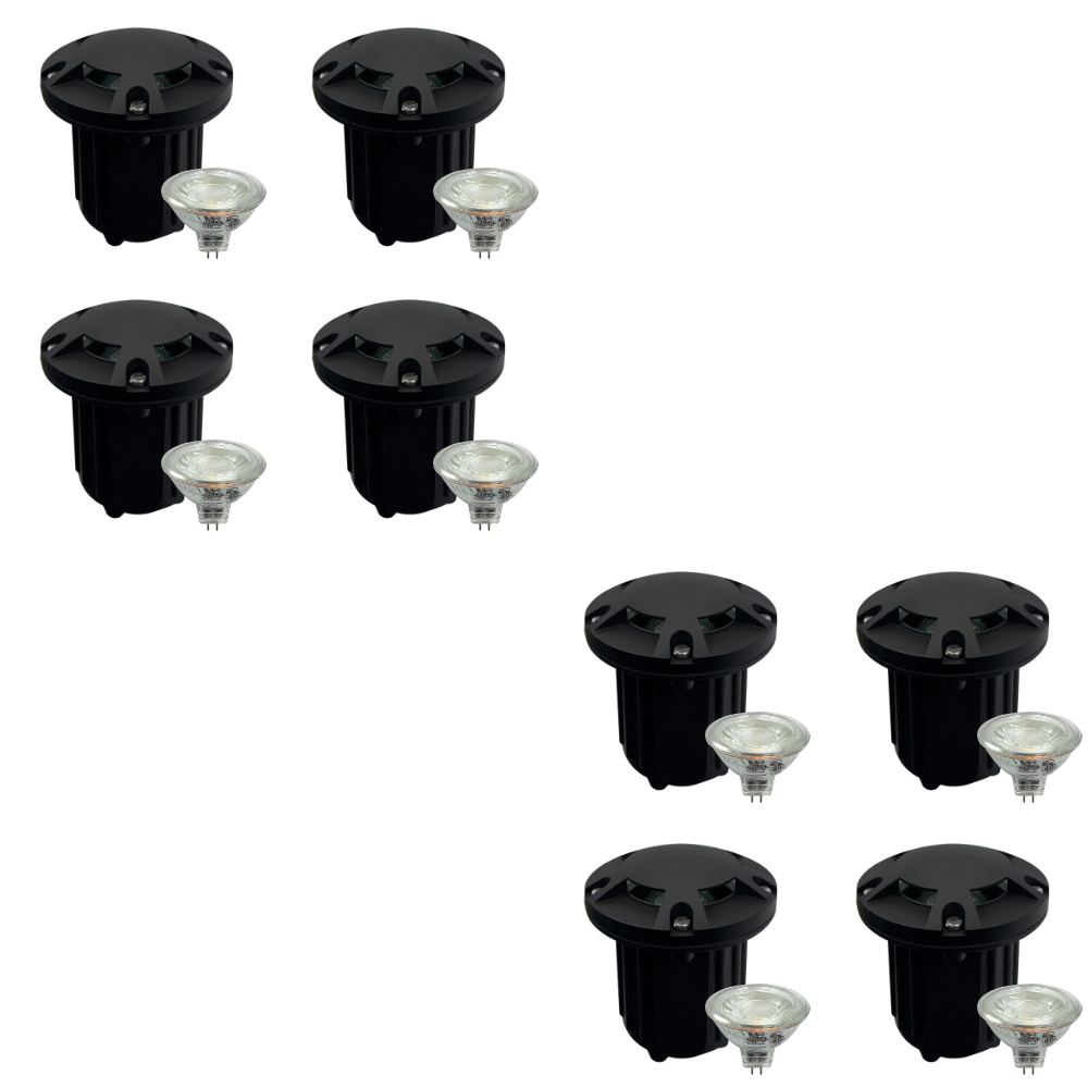 UNB07 4x/8x/12x Package Cast Brass Low Voltage Round Multi-Directional LED In-ground Well Light IP65 Waterproof with 5W 3000K Bulb