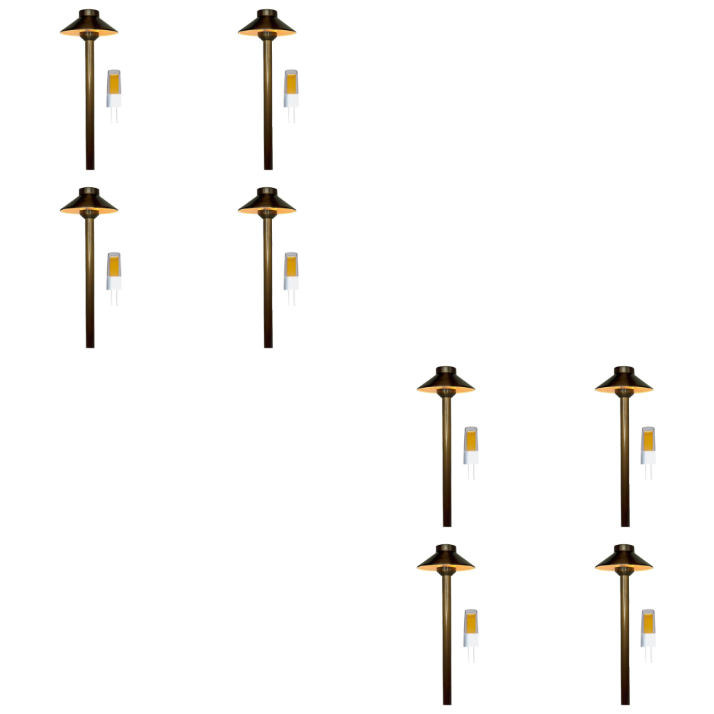 PLB02 Frosted Lens 4x/8x/12x Package Outdoor Garden Pathway Light | Low Voltage Brass Path Light 3W 3000K Bulb