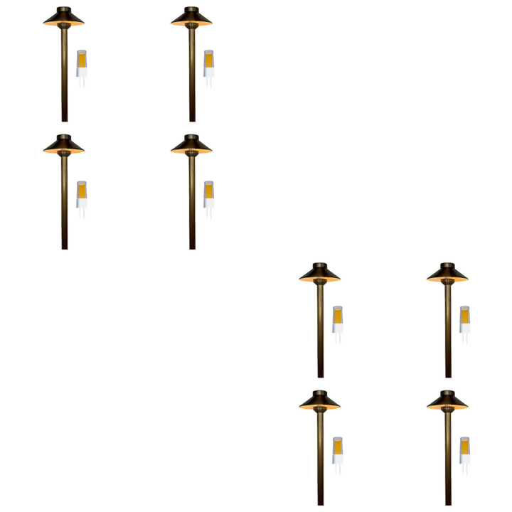 PLB02 Frosted Lens 4x/8x/12x Package Outdoor Garden Pathway Light | Low Voltage Brass Path Light 3W 3000K Bulb