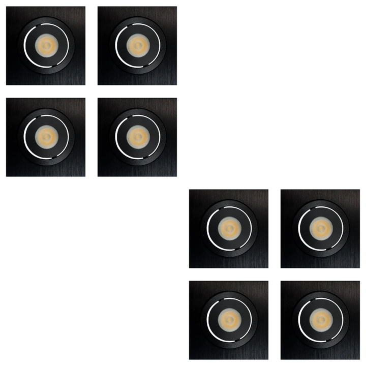 Outdoor Landscape Lighting LED 12V Low Voltage CB06 4x/8x/12x Package 1.5W DC12V Low Voltage Dimmable Recessed Square Cast Aluminum LED Puck Light Cabinet Downlighting 3000K or 5000K Black 8 Pack