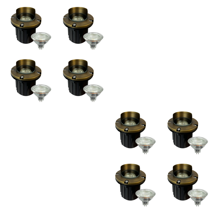 UNB03 4x/8x/12x Package Cast Brass Low Voltage Shielded LED In-ground Well Light IP65 Waterproof with 5W 3000K Bulb