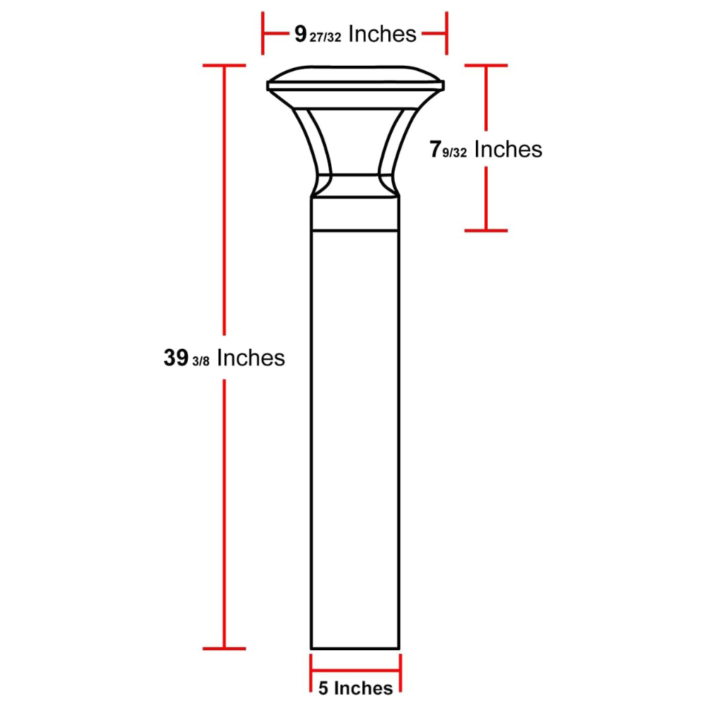 BPLA07 39" 120V Tunable 10W/18W/25W 3000K/4000K/5000K 3CCT Black Aluminum Round-Top Bollard Light Line Voltage Commercial Bollard Path Light Outdoor Lighting
