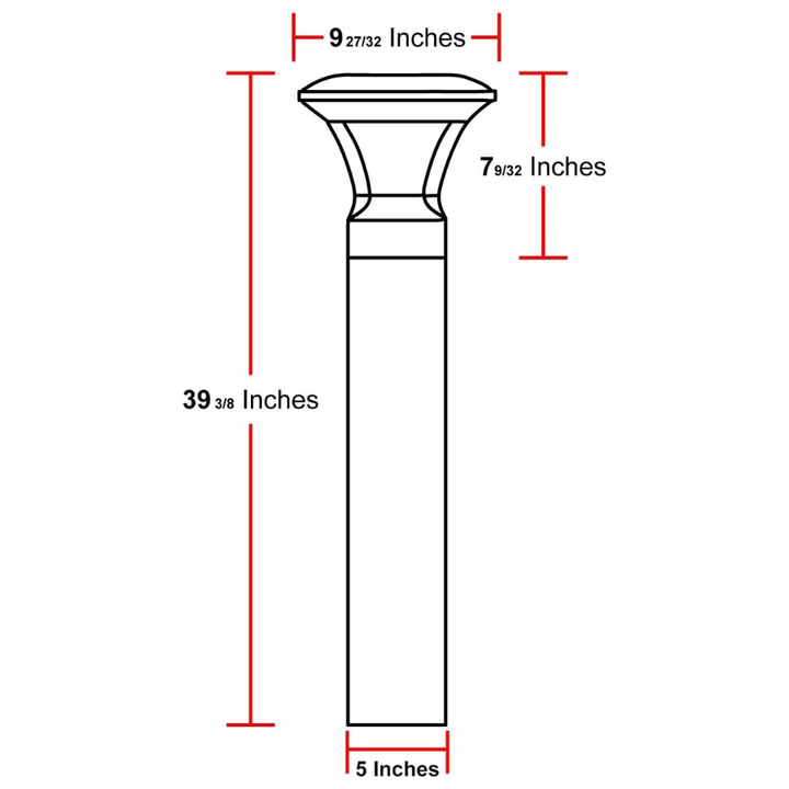BPLA07 39" 120V Tunable 10W/18W/25W 3000K/4000K/5000K 3CCT Black Aluminum Round-Top Bollard Light Line Voltage Commercial Bollard Path Light Outdoor Lighting