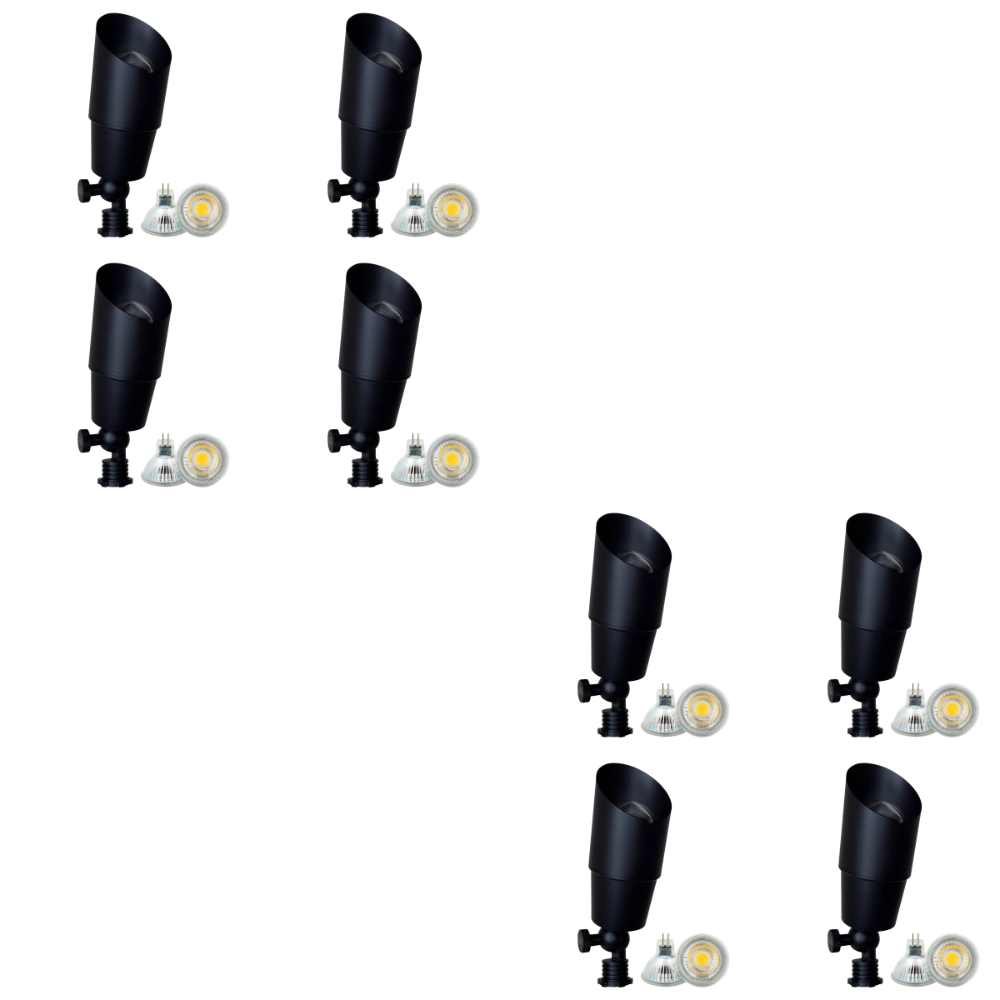 Outdoor Landscape Lighting LED 12V Low Voltage SPB01 4x/8x/12x Package 12V Low Voltage Directional Brass Spotlight Outdoor Landscape Lighting with 5W 3000K Bulb Black Brass 8 Pack