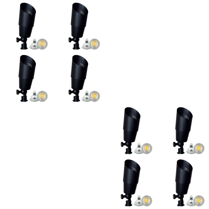 Outdoor Landscape Lighting LED 12V Low Voltage SPB01 4x/8x/12x Package 12V Low Voltage Directional Brass Spotlight Outdoor Landscape Lighting with 5W 3000K Bulb Black Brass 8 Pack