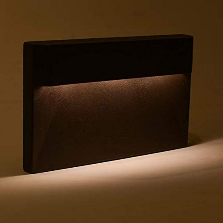 STLA08 6 Pack 3W 3000K Bronze Rectangular Waterproof Horizontal Surface Mount LED Stairs Step Light Fixture Package