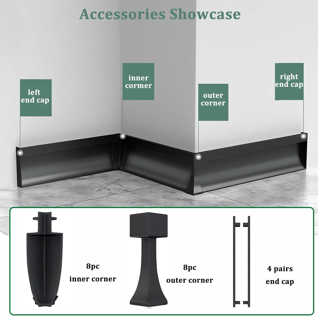 AC14 Skirting Board Black Aluminum Channel with White Frosted Plastic Cover 3.3FT/1M For Max Inner 10.7mm Width LED Strip Lights Pack of 7/10/20