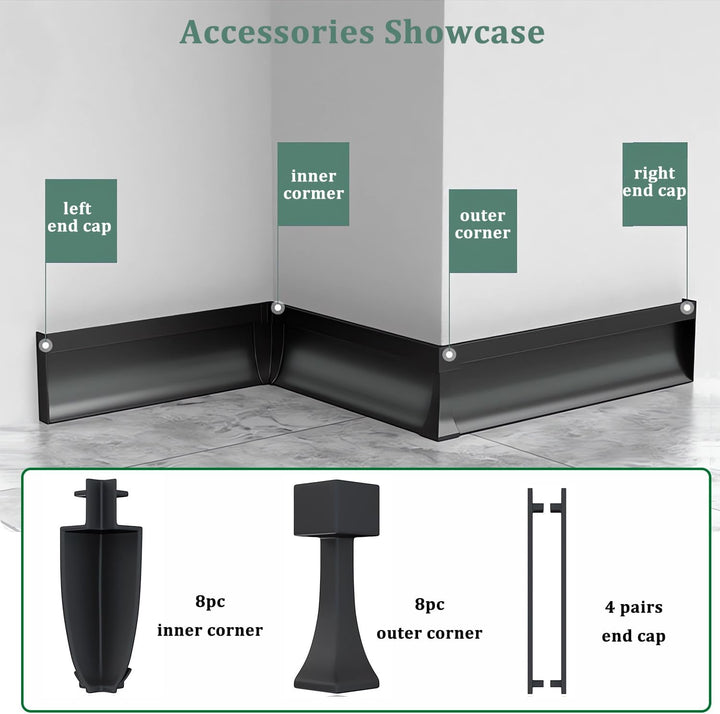 AC14 Skirting Board Black Aluminum Channel with White Frosted Plastic Cover 3.3FT/1M For Max Inner 10.7mm Width LED Strip Lights Pack of 7/10/20