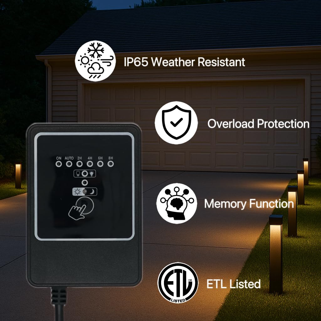 Outdoor Landscape Lighting LED 12V Low Voltage TSDCT12100 DC12V 100W Low Voltage Transformer with Photocell & Timer