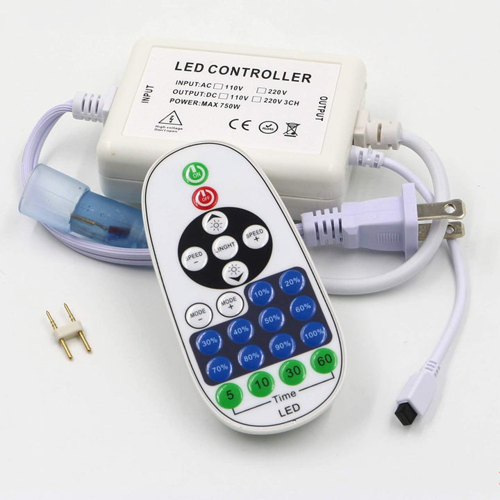 Outdoor Landscape Lighting LED 12V Low Voltage SLN11 Dotless LED 360° Neon Strip Power Adapter with IR Remote and Receiver
