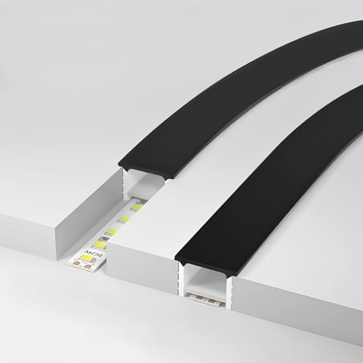 SC01 Black Silicone LED Channel with Flange Recessed Flexible Tube Black Cover 33ft/10M Roll