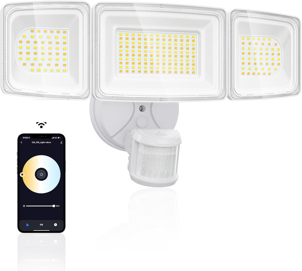 Outdoor Landscape Lighting LED 12V Low Voltage 100W Wired Smart 2.4GHz Wi-Fi Outdoor LED Flood Light, 120V 2700K-6500K Tunable Motion-Sensor Security Light 9000LM, IP65 Compatible with Alexa/Google Home ISO 17025 UL Listed White