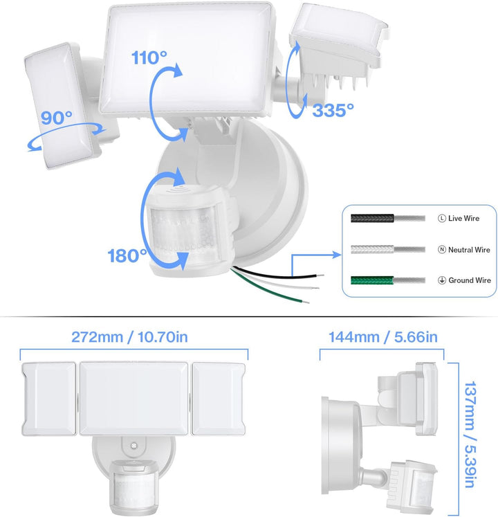 MLW3 Impermeable 30W LED Luces de inundación de seguridad para exteriores con sensor de movimiento
