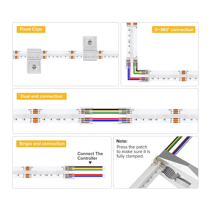 SLD09 Dotless Linear LED RGB CCT Color Changing and Tunable White 16.4ft (5M) 5.5W/ft COB Strip Lights IP20/IP67 Low Voltage 12mm DC24V Tape Light