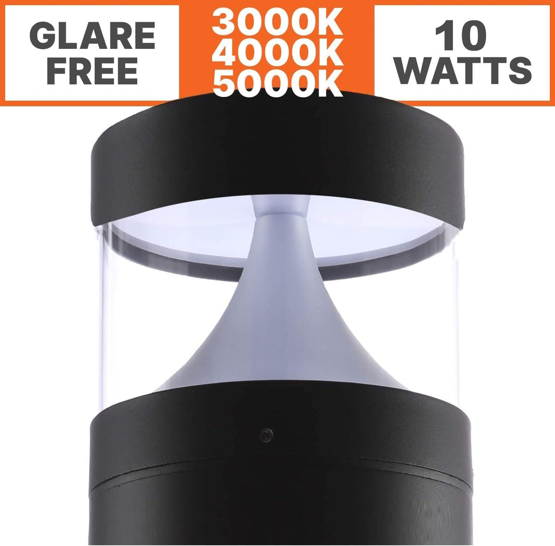 BPLA02 25" 120V 10W 3000K/5000K 1000LM Black Aluminum Flat-Top Bollard Light Line Voltage Commercial Bollard Path Light Outdoor Lighting