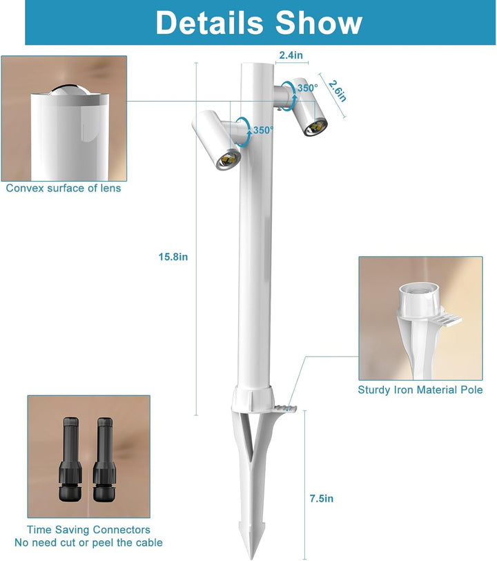 ALP25 4W LED Adjustable 3000K Dual Directional Bollard Path Light Low Voltage Outdoor Landscape Lighting
